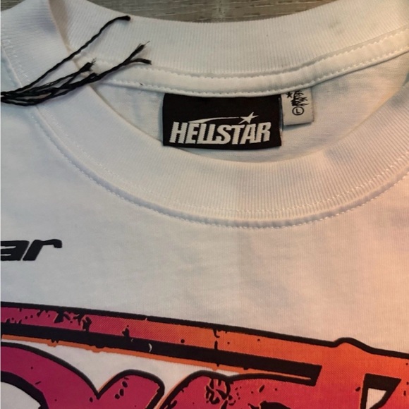 Hellstar Men's Graphic Long Sleeve Tee - White and Pink - Picture 2 of 5